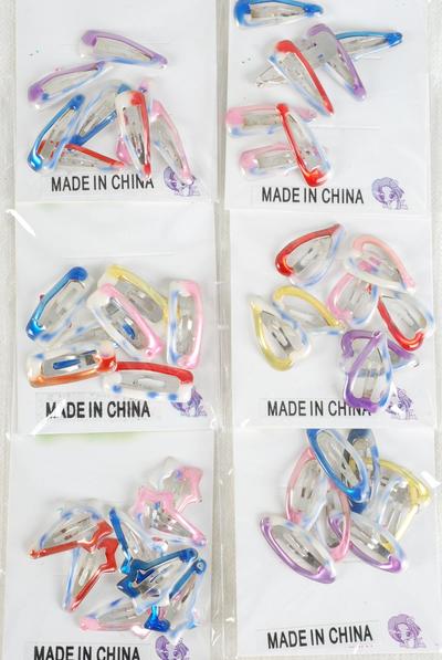 Hair Auto Snap Clips 96 pcs Multi / Card Auto Clip , Display Card & OPP Bag , each bag have 8 pcs , 12 Bag On Card