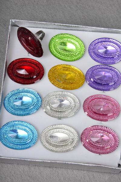 Rings Oval Glass Face Adjustable/DZ match 26980 **Adjustable** Face Size-1.25"x 1.5" Wide,2 Red,2 Pink,2 Clear,2 Lavender,2 Aqua,1 Lime,1 Yellow,7 Color Asst