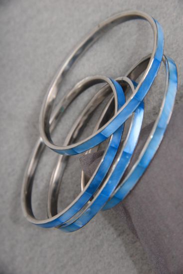Bracelet Bangle Stack-able Blue Mother Of Pearl / PC Color Blue , Mother Of Pearl , W OPP bag 