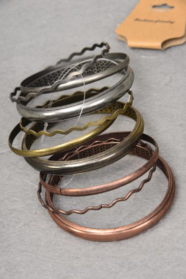 Bracelet Bangle 36 pcs Boho Vintage Antique / 12 card= Dozen match 09998 Size - 2.75" Dia Wide , 4 Copper , 4 Brass , 4 Pewter Mix , Hang Tag & OPP Bag & UPC Code 