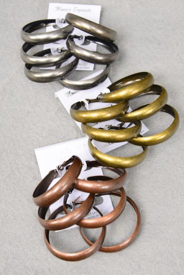 Earrings 3 pair Metal Boho Vantage Antique Hoop Mix / 36 pair = Dozen Post , Size - 2" Wide , 4 of each Color Asst , Earring Card & Opp bag & UPC Code , 3 pair per Card , 12card = Dozen