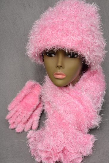 Scarf Multi function Magic Scarf Glove Hat 3 pcs Sets Soft Stretch Pink / Dozen Sets  Pink , Scarf Size - 64 x 13" Wide , Display Card & OPP Bag & UPC Code