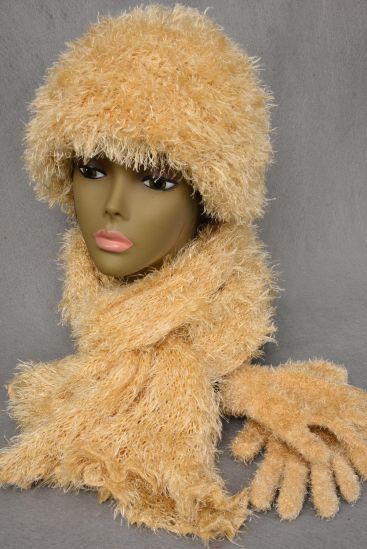 Scarf Multi function Magic Scarf Glove Hat 3 pcs Sets Soft Stretch Khaki / Sets  Stretch , Scarf Size - 13" x 64" Wide , Display Card & OPP Bag & UPC Code