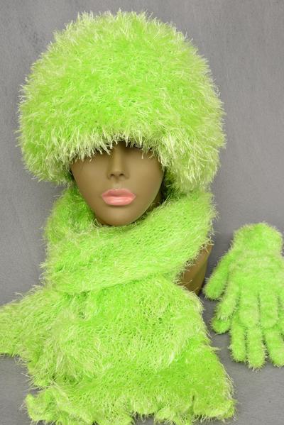 Scarf Multi function Magic Scarf Glove Hat 3 pcs Sets Soft Stretch Lime / Dozen Sets Lime , Scarf Size - 64 x 13" Wide , Display Card & OPP Bag & UPC Code