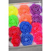 Rings Poly Cluster Rose Stretch Multi/DZ **Stretch** Flower Size-1.25&quot; Wide,2 Red, 2 Blue,2 Fuchsia,2 Lavender,2 Orange,1 Yellow,1 Lime Mix