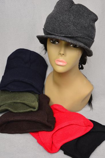Winter Knitted Hat W Visor/DZ Choose Colors,OPP Bag