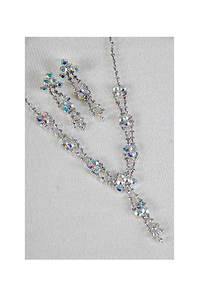 Necklace Sets Rhinestone Flowers / 12 Sets = Dozen Post , Size -18" Extension Chain , Black Velvet Display Card & OPP Bag & UPC Code , Choose Colors