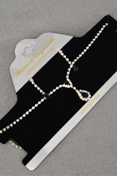 Necklace Sets Choker Rhinestones Post / 12 Sets = Dozen Post ,  Size - 16" Extension Chain , Velvet Display Card & OPP bag & UPC Code ,  Choose Colors 