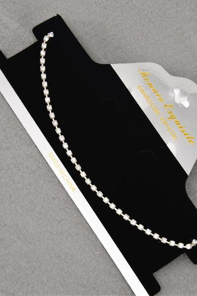 Necklace Choker Single Rhinestones Post / 12 pcs Sets = Dozen Post , Size - 16" Extension Chain , Choose Gold Or Silver Finishes , Display Card & OPP bag & UPC Code