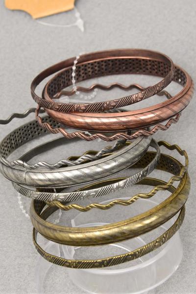 Bracelet Bangle 36 pcs Boho Vintage Antique / 12 card= Dozen  Size - 2.75" x 1" Wide , 4 Copper , 4 Brass , 4 Pewter Color Mix , Hang Tag & OPP Bag & UPC Code