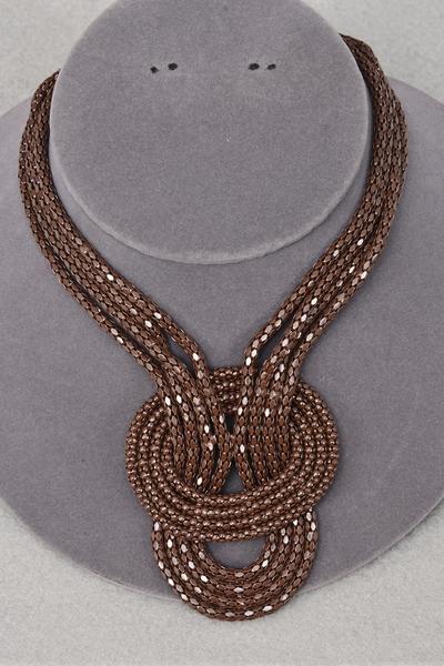 Necklace Antique 4 Strand Knotted Mesh / PC Size - 16" Extension Chain , Hang Card & OPP Bag & UPC Code , Choose Finishes