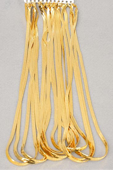 Chain Herringbone Necklace Flexible 6 mm Wide 30 inch / 12 pcs = Dozen Gold , 36" Long , 6 mm Wide , Hang Tag & OPP Bag 