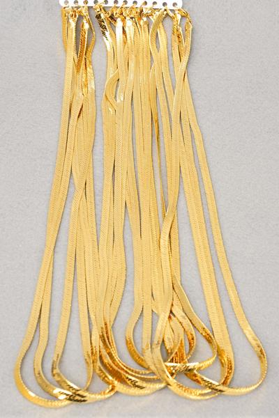 Chain Herringbone Necklace Flexible 6 mm Wide 30 inch / 12 pcs = Dozen Gold , 36" Long , 6 mm Wide , Hang Tag & OPP Bag 