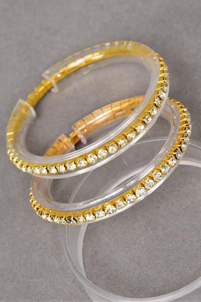 Bracelet Single Tennis Iridescent Rhinestone / 12 pcs = Dozen Stretch , Hang Tag & OPP bag & UPC Code , Choose Colors