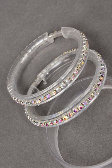 Bracelet Single Tennis Iridescent Silver AB Rhinestone / 12 pcs = Dozen Silver AB Clear , Stretch , Hang Tag & OPP Bag & UPC Code