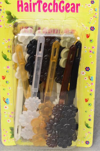 Barrettes Daisy Flowers / 12 card = Dozen Choose Colors , Each Card have UPC Code , 12 Card = Dozen 