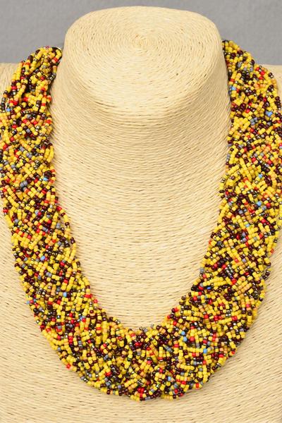 Necklace Woven Indian Beads Fall / PC Size - 18" Extension Chain , Display Card & OPP Bag & UPC Code