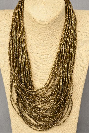Necklace Bohemian Like Indian Beads Bronze / PC Bronze , Size - 18" W Extension Chain , Display Card & OPP Bag & UPC Code 