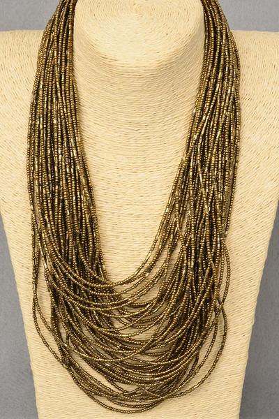 Necklace Bohemian Like Indian Beads Bronze / PC Bronze , Size - 18" W Extension Chain , Display Card & OPP Bag & UPC Code 