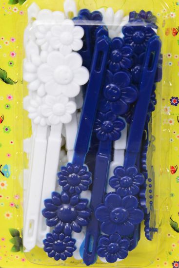 Barrettes Daisy Flowers Navy White Mix/ 12 card = Dozen Navy White Mix , Each Card have UPC Code , 12 Card = Dozen 
