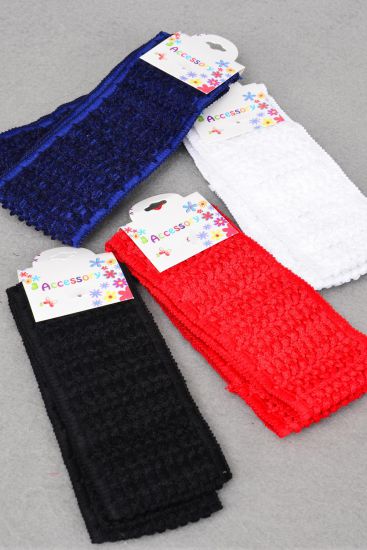 Headband Crochet 24 pcs Black White Red Navy Mix / 12 card = Dozen Stretch , Size - 2.25" Wide , 3 Black ,  3 Red , 3 White , 3 Navy Color Asst , Hang Tag & OPP Bag & UPC Code