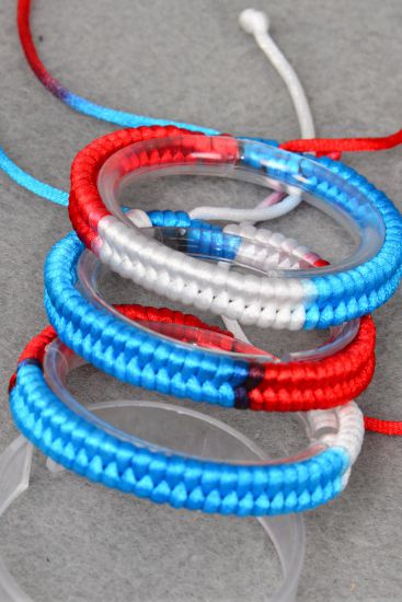 Bracelet Woven Style Ombre Fish Tail Tiedye / 12 pcs = Dozen Unisex , Adjustable , Hang tag & OPP Bag & UPC Code