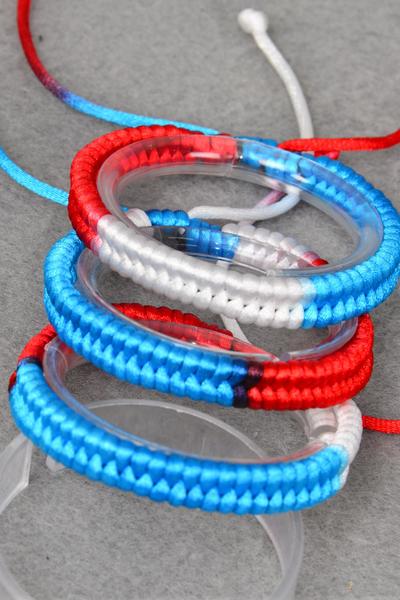 Bracelet Woven Style Tiedye Fish Tail Tiedye Adjustable / 12 pcs = Dozen Unisex , Adjustable , Hang tag & OPP Bag & UPC Code