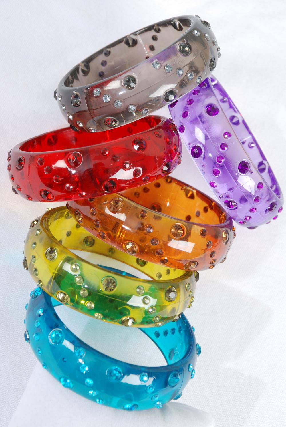Bracelet Bangle Acrylic Stones All Around / 12 pcs = Dozen Size - 2.75 ...