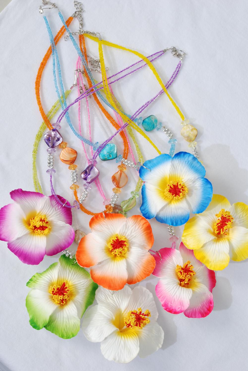 Necklace Indian Beads Real Shell Artificial Foam Hibiscus ...