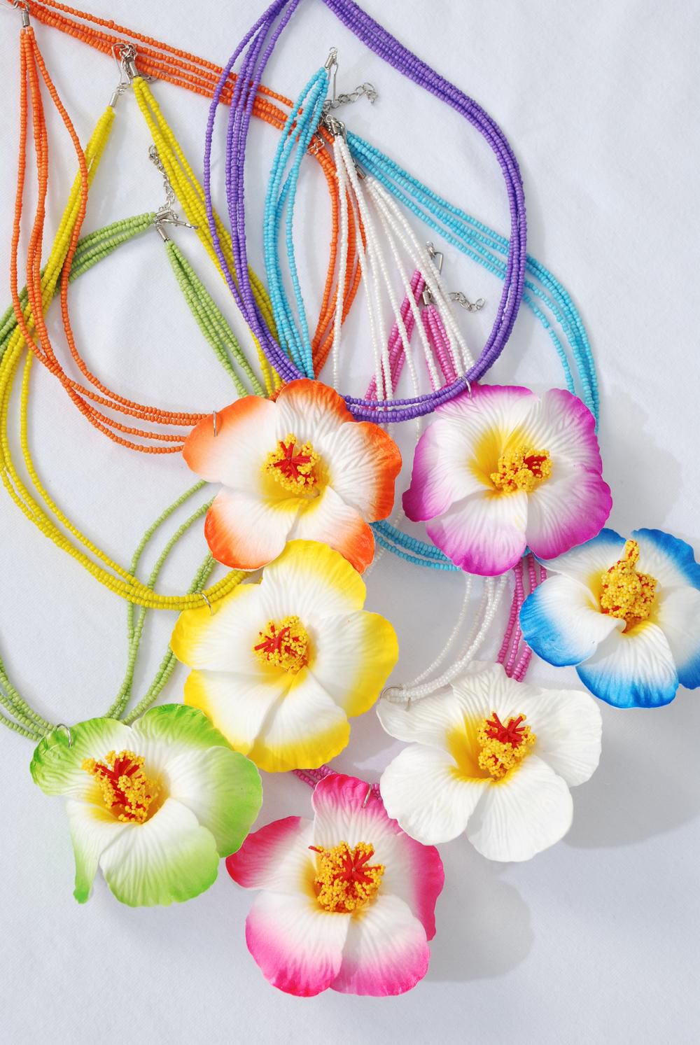 Necklace Indian Beads Artificial Foam Hibiscus Flower/DZ ...