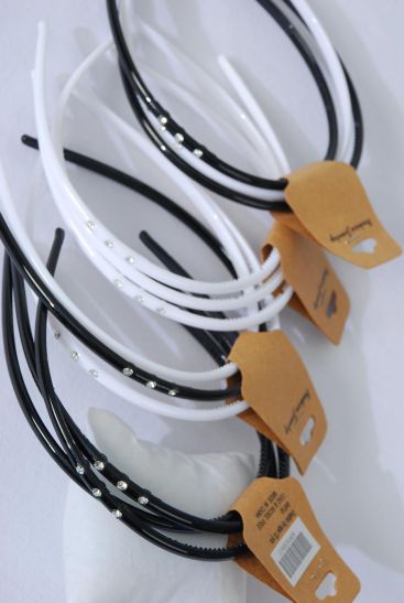 Headband Horseshoe 36 pcs Acrylic Rhinestones Black White Mix / 12 card = Dozen 4 Black , 4 White , 4 Black White Color Asst , Hang Tag & Opp Bag & UPC Code , 3 pcs per card , 12 card = Dozen