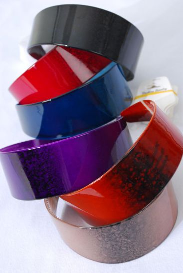 Headband Horseshoe Acrylic Wide Gradient Multi / 12 pcs = Dozen  Size - 1.75" Wide , 2 Black , 2 Red , 2 Blue , 2 Purple , 2 Burgundy , 2 Beige Color Asst , Hang tag & Individual Opp bag and UPC Code