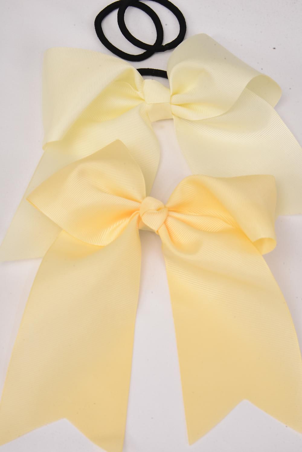 Hair Bow Extra Jumbo Long Tail Cheer Type Bow Ivory Beige Mix Elastic ...