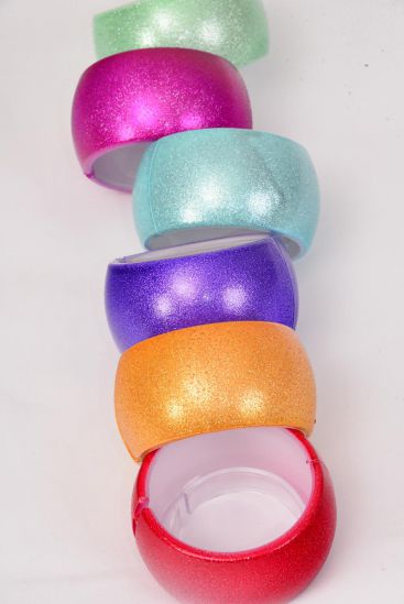 Bracelet Bangle Acrylic Wide Hinge Metallic Multi / 12 pcs = Dozen Size - 2.75 x 1.75" Wide , 2 Gold , 2 Silver , 2 Blue , 2 Red , 2 Purple , 1 Green , 1 Fuchsia Mix , Hang Tag & OPP Bag & UPC Code