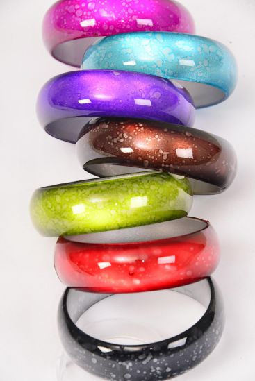 Bracelet Bangle Acrylic Cat-eye Multi / 12 pcs = Dozen Multi , Size - 2.75" x 1" Dia Wide , 2 Black , 2 Red , 2 Brown , 2 Fuchsia , 1 Purple , 1 Green , 1 Blue Color Asst , Hang Tag & Opp bag & UPC Code