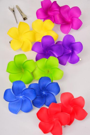 Flower 24 pcs Aloha Multi Alligator Clip Flowers Life Like / 24 pcs Flower = Dozen Alligator Clip , Flower - 2.5" Wide , 2 of each Color Asst , Display Card & UPC Code , W Clear Box,2 pecs per card,12 card=Dozen