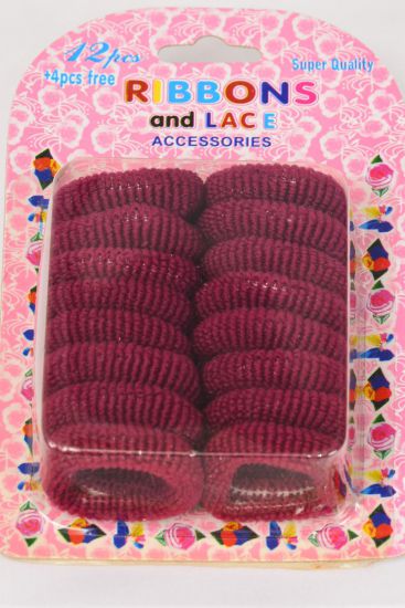 Elastic Terry Hair Ties 192 Pcs Burgundy / 12 card = Dozen  Burgundy , each Card Have UPC Code , 16 pcs per Card , 12 Card = Dozen