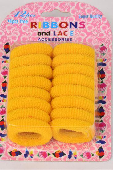 Elastic Terry Hair Ties 192 Pcs Yellow 12 card = Dozen  Yellow , Each Card Have UPC Code , 16 pcs per Card ,12 Card = Dozen