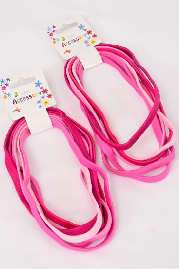 Elastic Headband Wide Pink Mix 72 pcs / 12 card = Dozen Pink Mix ,  Size - 15" x 3/8" Wide , Pr Color Mix , Hang Tag & UPC Code , 6 pcs per Card , 12 Card = Dozen