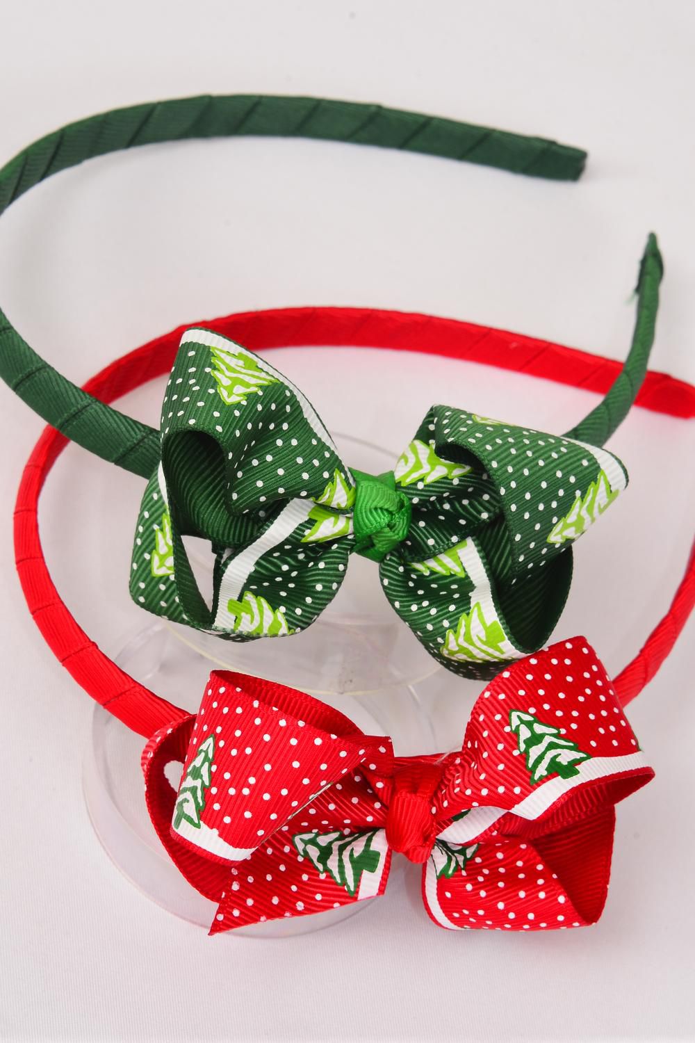 Headband for Kids Xmas Grosgrain Bowtie Tree & Snows/DZ Bow Size3"x 2