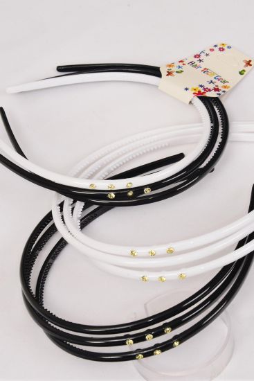 Headband Horseshoe 36 pcs Acrylic Rhinestones Black White Mix / 12 card = Dozen 4 Black , 4 White , 4 Black White mix Color Asst , Hang Tag & Opp Bag & UPC Code , 3 pcs per card , 12 card = Dozen