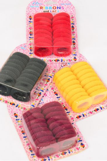 Elastic Terry Hair Ties 192 Pcs Multi / 12 card = Dozen  Multi , 3 of each Color Asst , 16 pcs per Card , 12 Card = Dozen