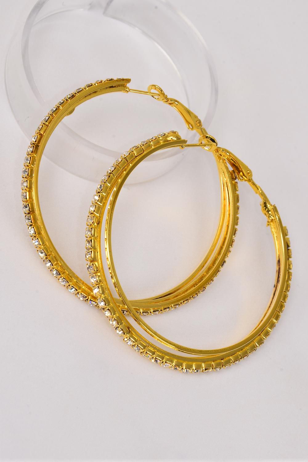 Earring Boutique Loop 2" Wide W Rhinestones/PC Size2" Wide,Choose Gold