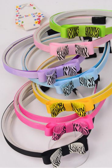 Headband Horseshoe 24 pcs Zebra Grosgrain Bowtie Inner Pack of 2 / 24 pcs = Dozen Multi , 2 Black , 2 Hot Pink , 2 Baby Pink , 2 Lavender , 2 Blue , 2 Lime Color Asst , Hang tag & UPC Code , W Clear Box