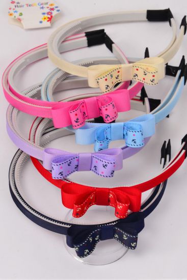 Headband Horseshoe 24 pcs Nautical Anchor Grosgrain Bow-tie Inner Pack of 2 / 24 pcs = Dozen 2 of each Color Asst , Hang tag & UPC Code , Clear Box , 2 pcs per Card , 12 card = Dozen