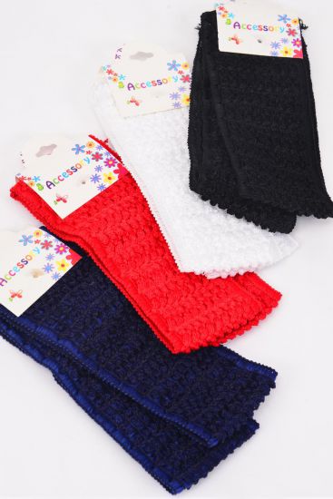 Headband Crochet 24 pcs Black White Red Navy Mix / 12 card = Dozen Stretch , Size - 2.25" Wide ,3 Black ,  3 Red , 3 White , 3 Navy Color Asst , Hang Tag & OPP Bag & UPC Code