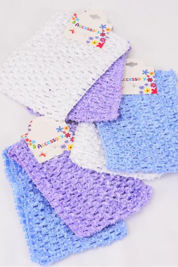 Ballerina Headband 24 pcs Turban 4 Inch Wide Sky Blue Lavender White Mix / 12 card = Dozen Stretch , Size - 4" Wide , 4 White , 4 Lavender , 4 Baby Blue Color Asst , Hang Tag & OPP Bag & UPC Code , 2 pcs per Card , 12 Card = DZ
