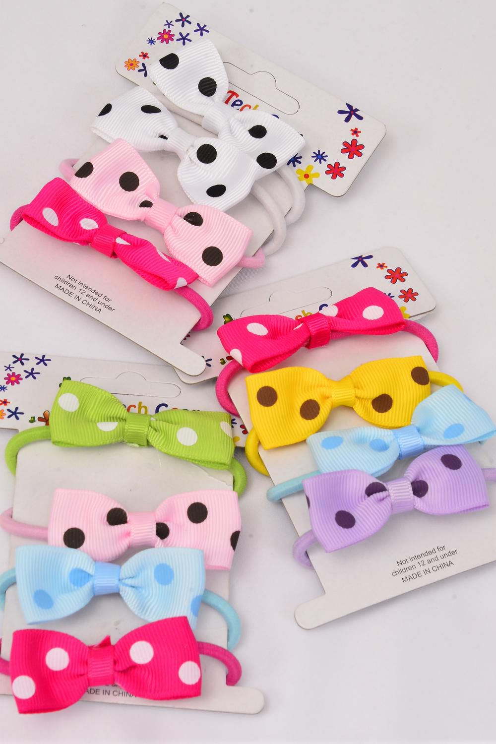 Elastic Hair Ties 48 pcs Polkadot Grosgrain Bowtie/DZ **Elastic** Bow