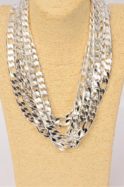 Chain Necklace Men 20 inch Basic Smooth Chunky Cuban Chain Necklace Single Woven Four Sided Chain / 6 pcs = Pack Size - 20" , 12 mm Wide , Hang Tag OPP Bag , Choose Gold or Silver Finishes 