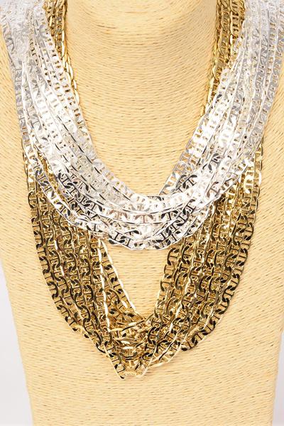 Chain Necklace Flat Mariner Chain 7 mm Wide 20 inch / 12 pcs = Dozen Size - 20", 7 mm Wide , Hang Tag & OPP Bag , Choose Gold or Silver Finishes